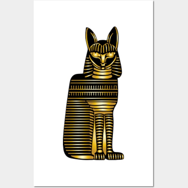 Gold Egyptian Cat Wall Art by ArtFactoryAI